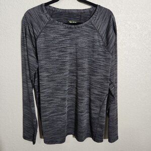 Tek Gear Womens Shirt XXL Striped Long-Sleeve Performance Black White Polyester